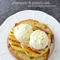 Grilled Pineapple with Pound Cake and Vanilla Ice cream