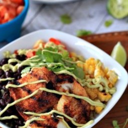 Grilled Tilapia Bowls with Chipotle Avocado Crema {Gluten Free}
