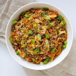 Ground Beef, Napa Cabbage and Carrot Stir Fry