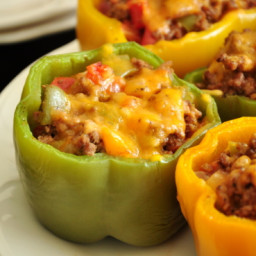 Ground Beef Stuffed Green Bell Peppers With Cheese