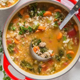 Ground Turkey and Rice Soup with Kale
