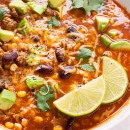 Ground Turkey Taco Soup {Stove or Slow Cooker!}