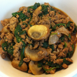 Ground Turkey with Mushrooms, Onions, and Spinach