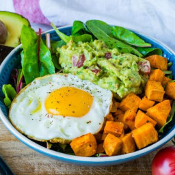 Guacamole, Egg + Sweet Potato Breakfast Bowls Recipe