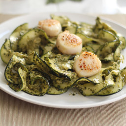 Guest Post: Pesto Zucchini Noodles with Pan-Seared Diver Scallops