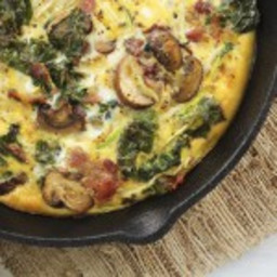 Guest Post: Pesto Zucchini Noodle Bacon Frittata with Mushrooms and Kale