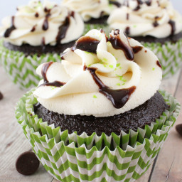 Guinness Cupcakes with Bailey's Frosting and Chocolate Drizzle