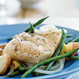 Halibut en Papillote with Potatoes, Green Beans, and Sweet Onions