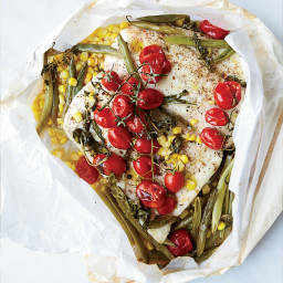 Halibut in Parchment with Corn and Tomatoes