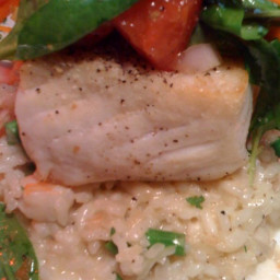Halibut over Vegetable Risotto