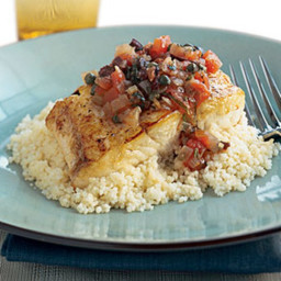 Halibut with Capers, Olives, and Tomatoes
