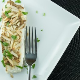 Halibut with Dijon and Almonds