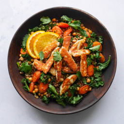 Halloumi Couscous with Chickpeas and Roasted Carrots