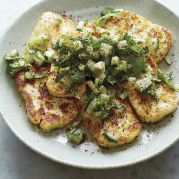 Halloumi with Preserved Lime, Cucumber & Mint Salsa