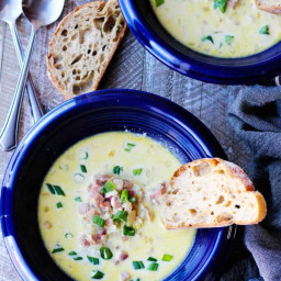 Ham and Cheese Soup with White Wine and Gruyere