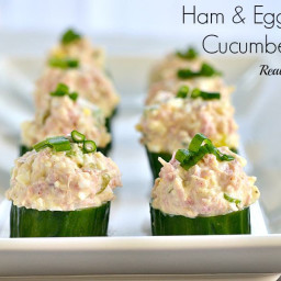 Ham and Egg Salad Cucumber Cups