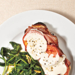 Ham and Mozzarella Melts With Sautéed Spinach