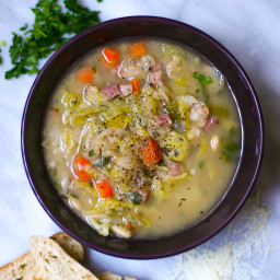 Ham Butter Bean Soup with Savoy Cabbage