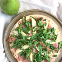 Ham, Pear and Goat Cheese Thin Crust Pizza