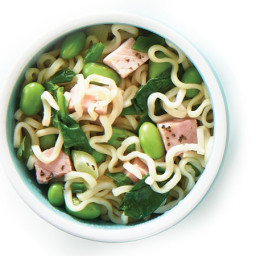 Ham, Spinach and Edamame Noodle Bowl
