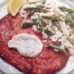 Ham Steaks with Asparagus-Rice Salad