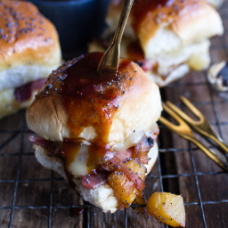 Ham and Cheese Sandwiches with Bacon, Pineapple Caramelized Onions + Jerk B