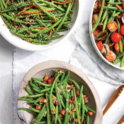 Haricots Verts with Cherry Tomatoes and Mushrooms