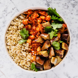 Harissa Chickpea Stew with Eggplant and Millet 
