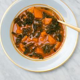 Harissa-Spiced Sweet Potato Soup and Kale
