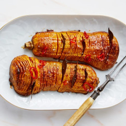 Hasselback Butternut Squash with Bay Leaves