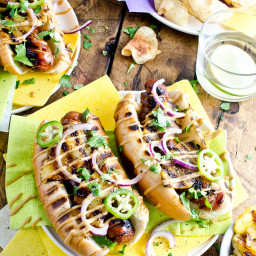 Hawaiian Hot Dogs with Grilled Pineapple and Teriyaki Mayo