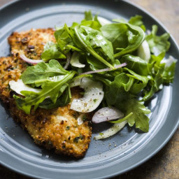 Hazelnut-Crusted Chicken Cutlets with Arugula and Fennel Salad