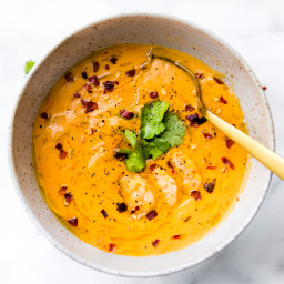 Healing Roasted Red Pepper Bisque with Shrimp {Whole 30 friendly, Paleo}
