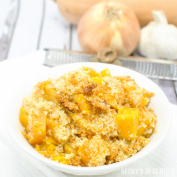 Healthier Butternut Squash Casserole with Panko Parmesan Breadcrumb Topping