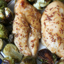 Healthy Baked Honey Mustard Chicken Breast with Brussel Sprouts