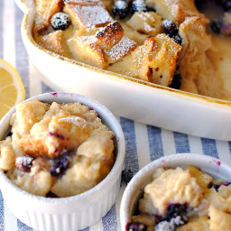 {Healthy} Blueberry Lemon Bread Pudding