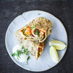 Healthy Breakfast Burritos (make-ahead, with home made high protein/low car