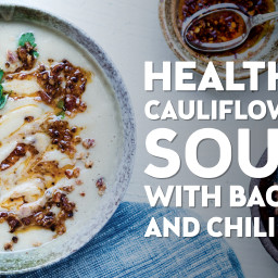 Healthy Cauliflower Soup with Bacon and Chili Oil