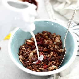 Healthy Chocolate Granola Recipe With Cherries and Pecans