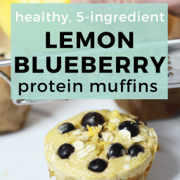 Healthy Lemon Blueberry Muffins {5-Ingredients + Protein-Packed}