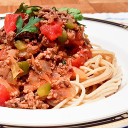 Healthy Meat Sauce and Whole Wheat Spaghetti