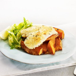 Healthy Oven Baked Fish With Sweet Potato Wedges Recipe