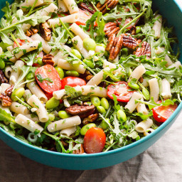 Healthy Pasta Salad with Feta, Tomatoes and Pecans