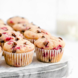 Healthy Raspberry Chocolate Chip Mini Muffins