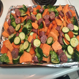 Healthy sausage and vegetables 