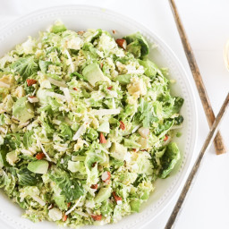 Healthy Shaved Brussels Sprout Salad with Citrus Shallot Vinaigrette