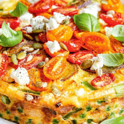 Healthy spring vegetable and goat's cheese frittata recipe