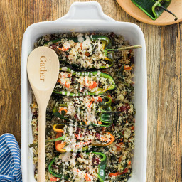 Healthy Stuffed Poblano Peppers with Spinach & Quinoa Blend