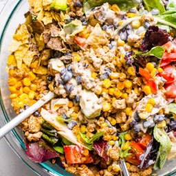 Healthy Taco Salad with One Ingredient Dressing