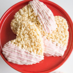 Heart Rice Crispy Treats Dipped in White Chocolate